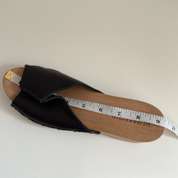 Humanoid Leather Wood Heel Sandals Black Open Toe Clogs EU36 Quiet Luxury - Picture 7 of 7